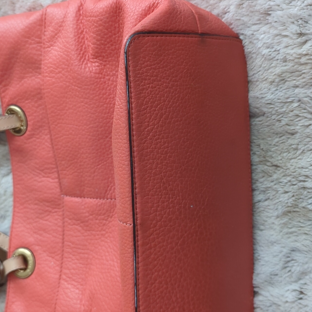Michael Kors Peachy Pink Pebbled Leather Shoulder Tote Bag Purse Many Pockets - Picture 9 of 16
